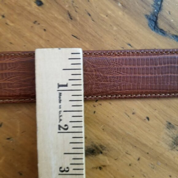 Jennifer Graham Brown Leather Reptile Lizard Print Faux Tortoise Buckle, Size L - Picture 9 of 11